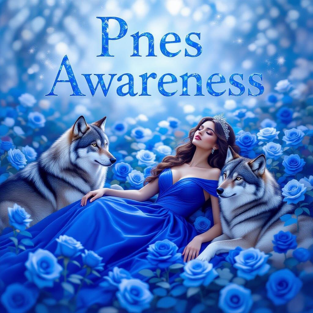 Woman in Rose Garden with Wolf, PNES Awareness