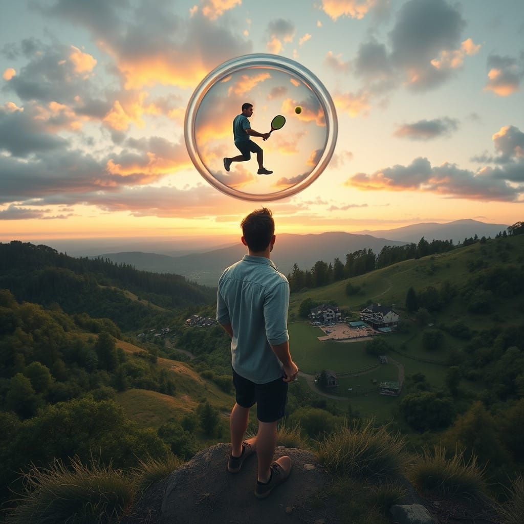 Man in Village Shouting into Wilderness, Playing Pickleball...