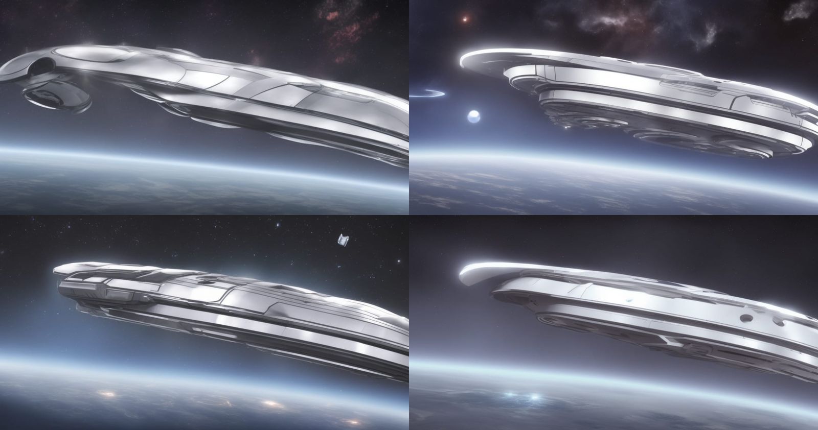 Futuristic Spaceship with Aliens in Techno Style