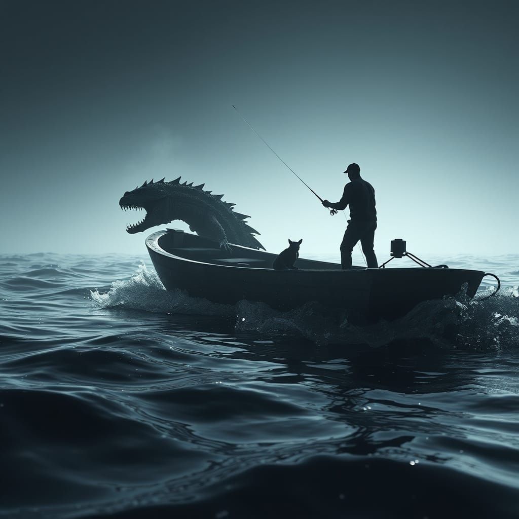 Men in Black Hunt Sea Monsters in Dark Ocean Depths