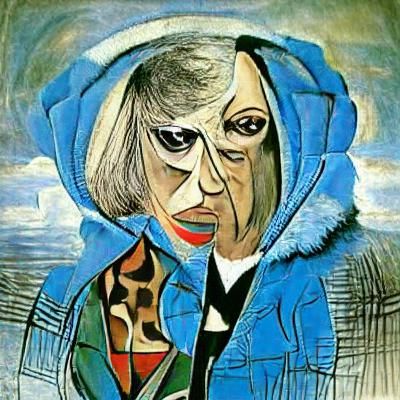 Cubist Hip Hop Theresa May in Winter Jacket