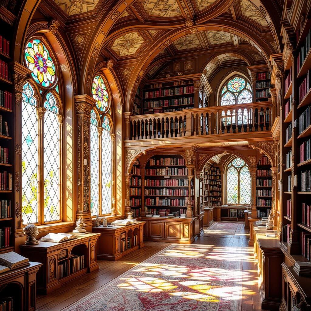 Whimsical Gingerbread Library with Candy Windows