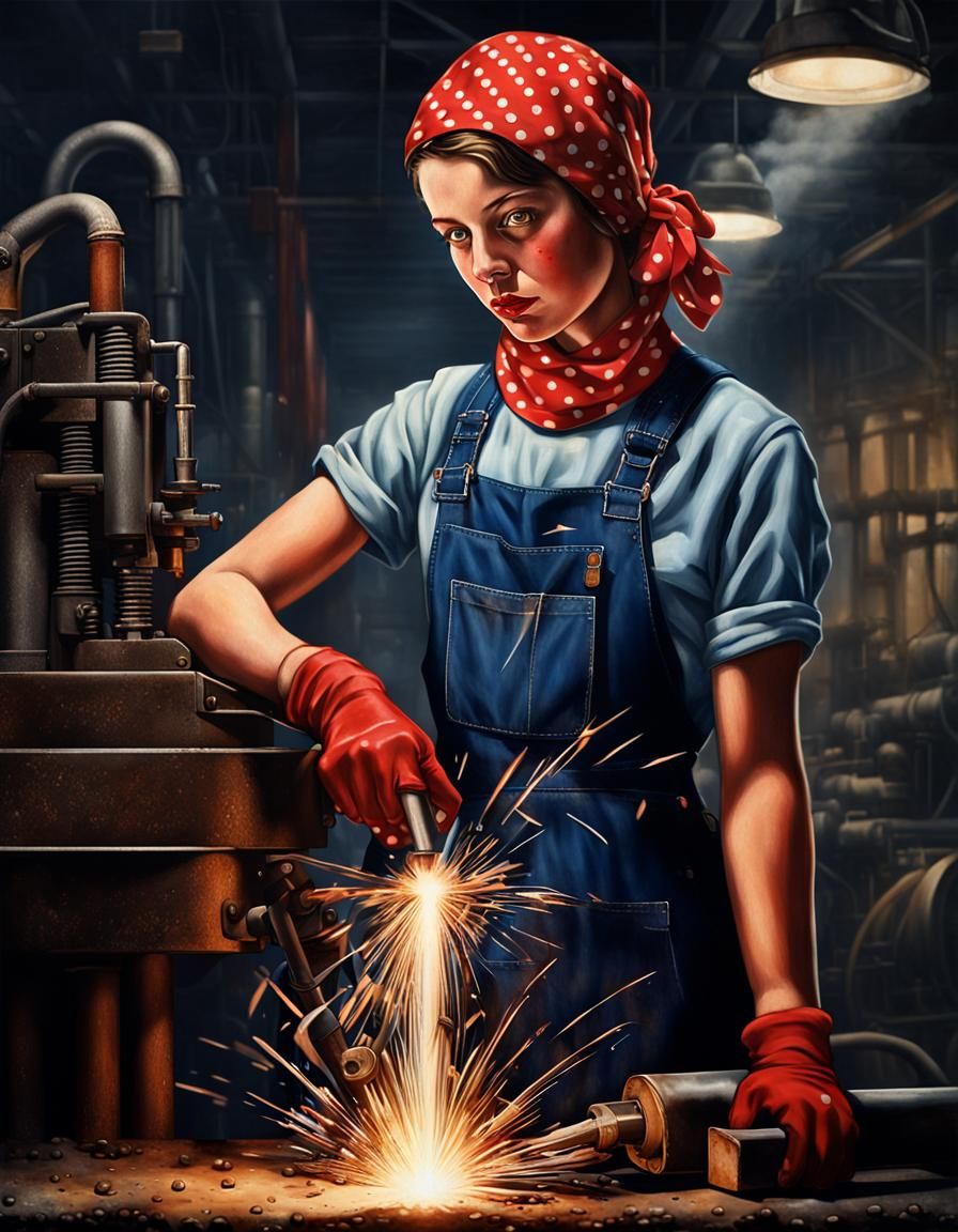 1940s Welder Girl Portrait in JH Lynch Style