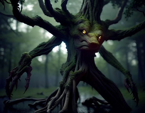 Tree Person in Dark Fantasy Concept Art