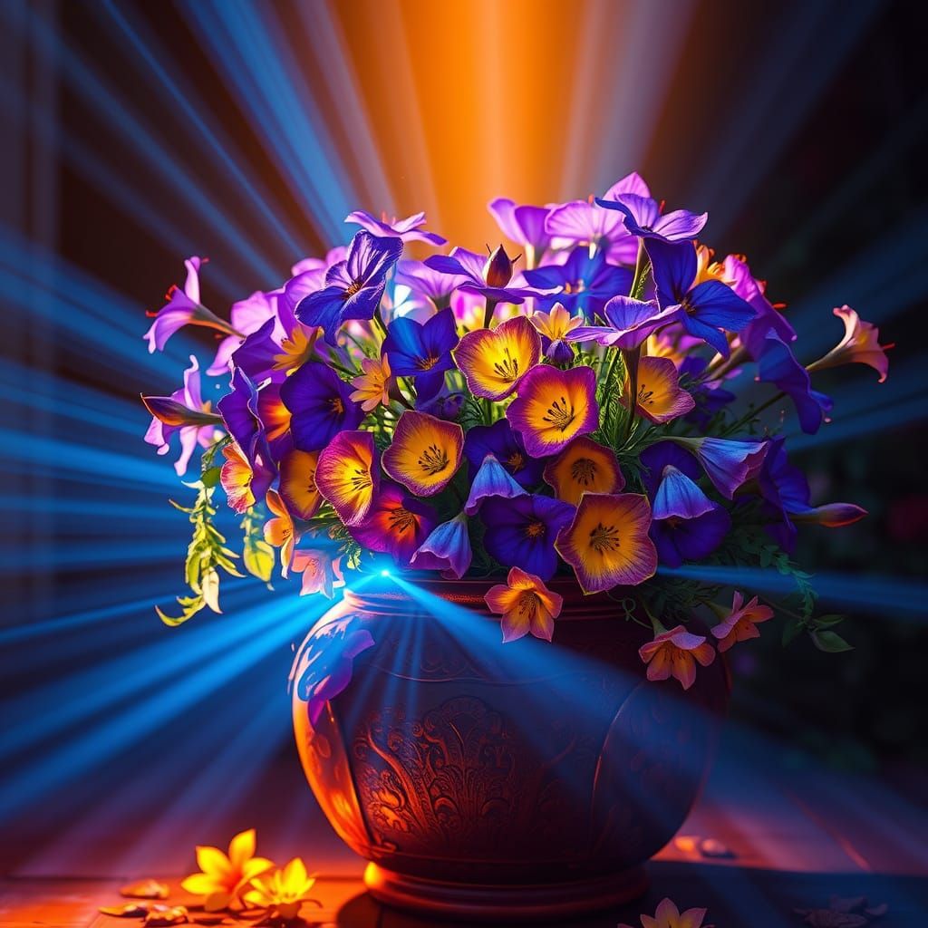 Nightshade Flowers Emit Blue Light: Matte Painting