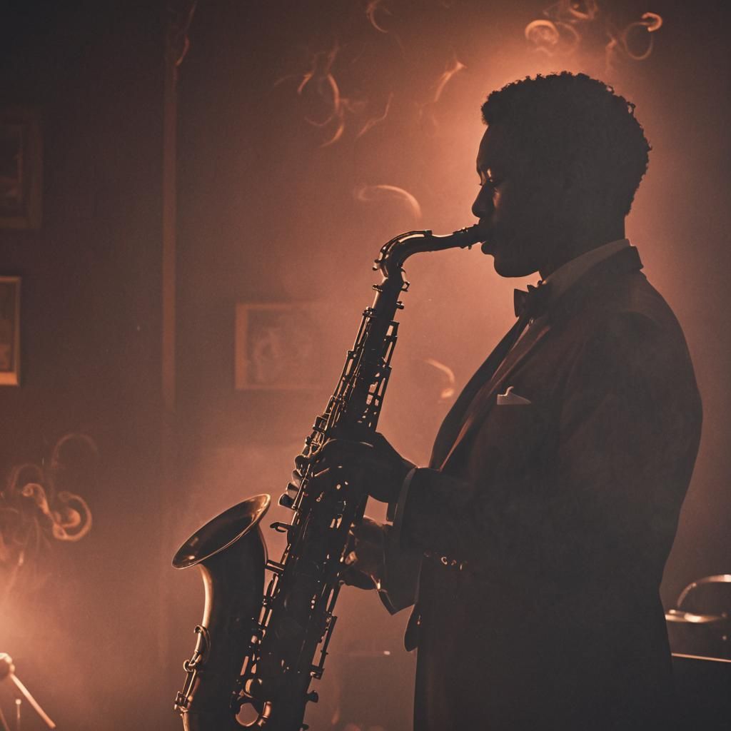 Film Noir Saxophone Player in Jazz Bar