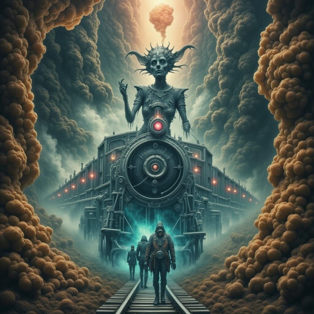 Demoness Train Engine in Dark Fantasy Style