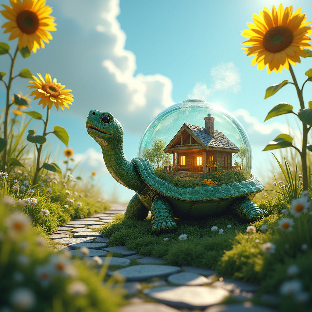 Glass Turtle Summer Scene: Matte Painting