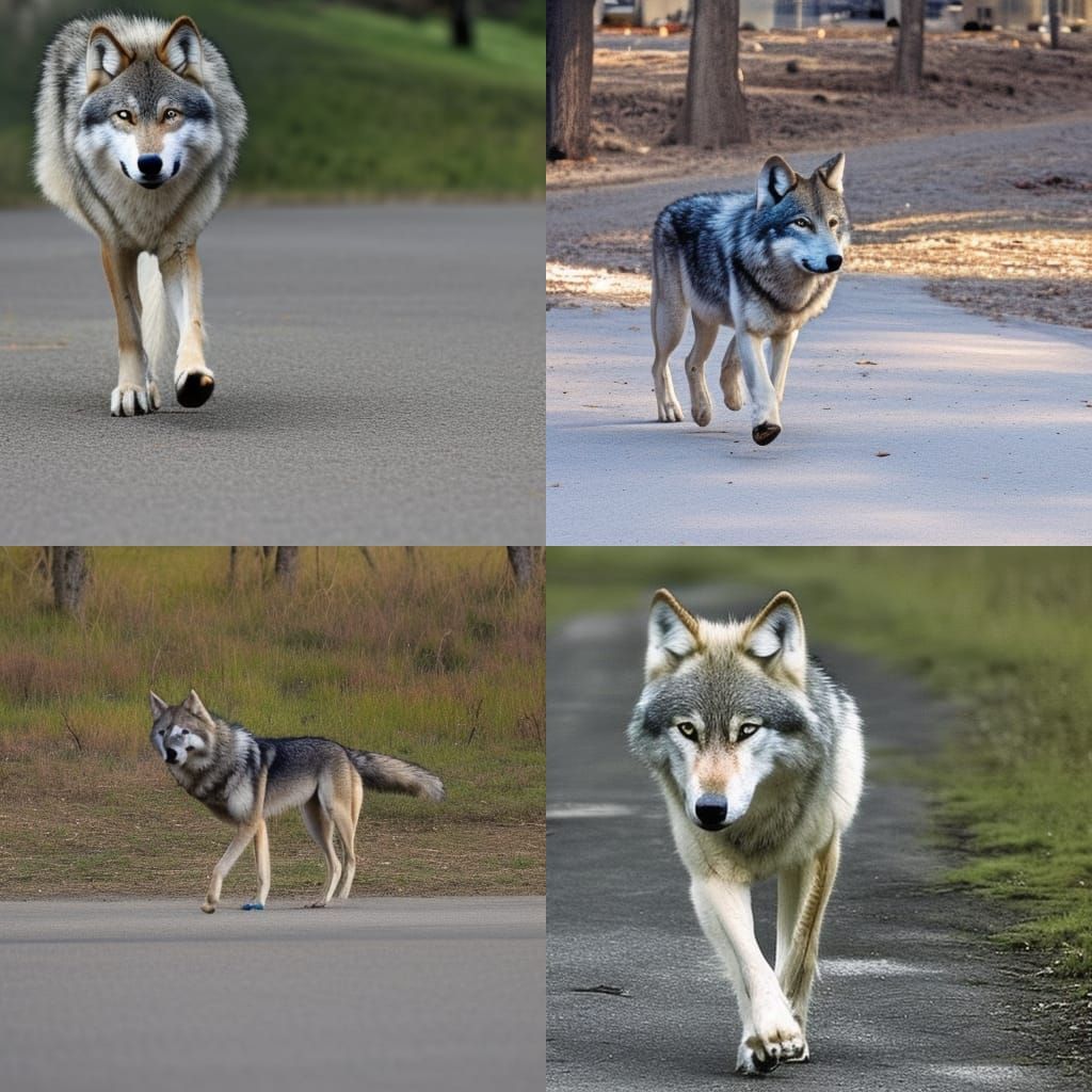 Wolf on a Walk: A Natural Scene