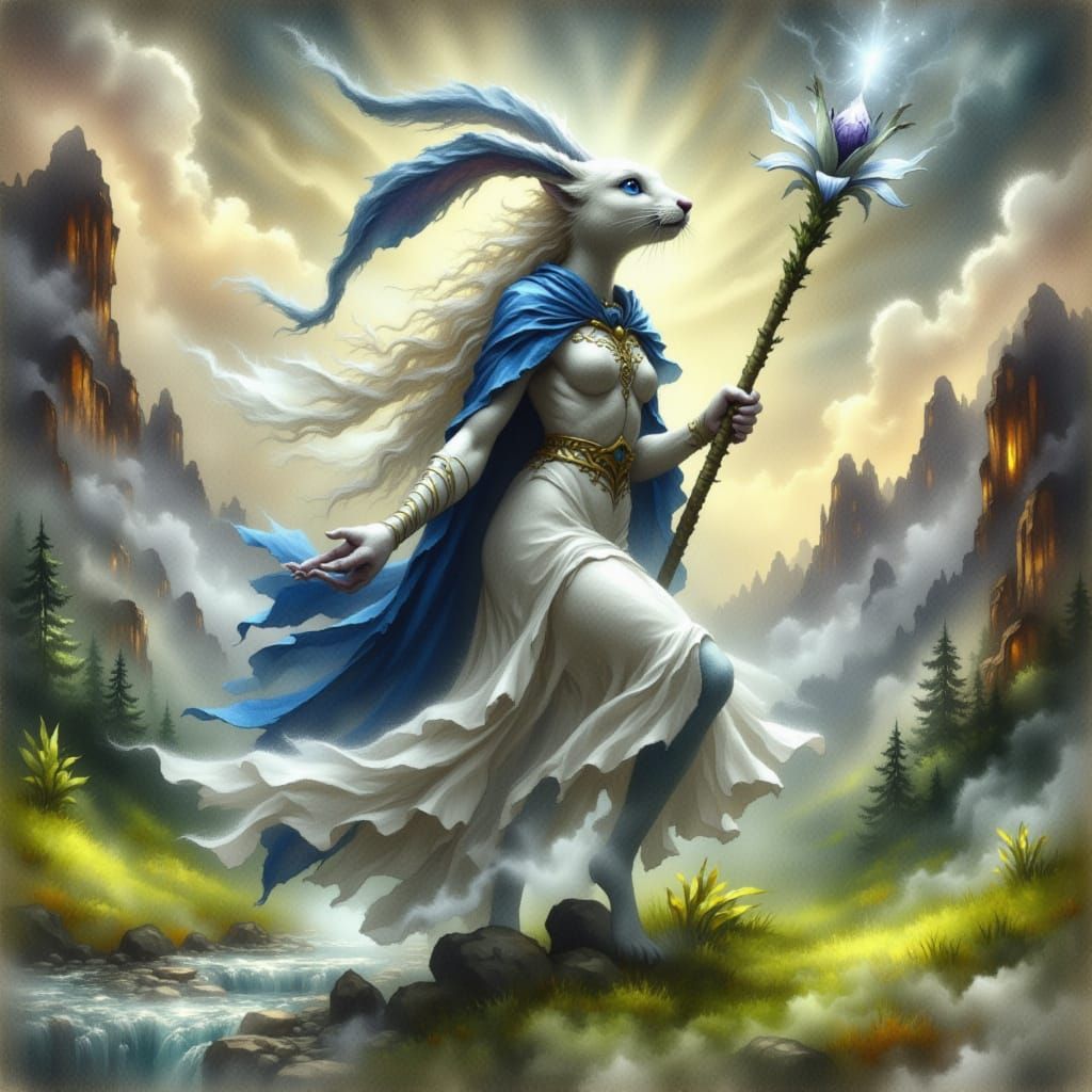 Bashful Magus and Lightning Hare in Shady Impressionism