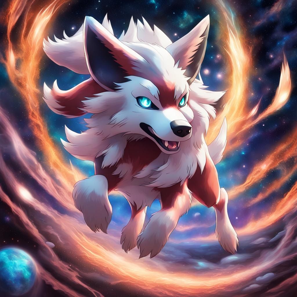Lycanroc Dusk Form Runs Through Space