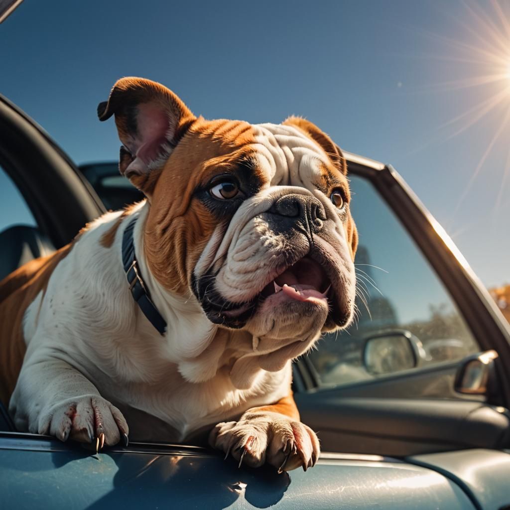 Happy Bulldog with Flapping Jowls, Digital Art