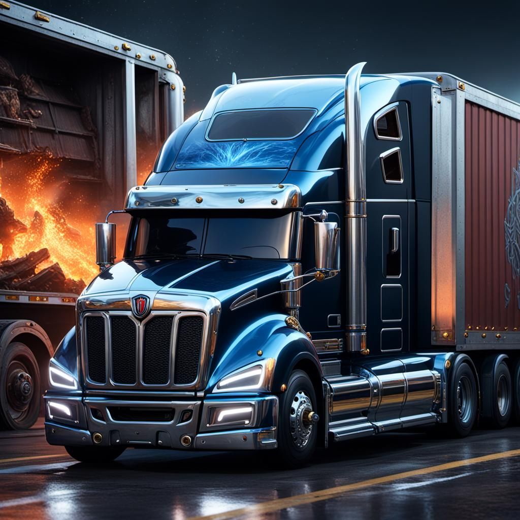 Detailed 18 Wheeler as Matte Painting