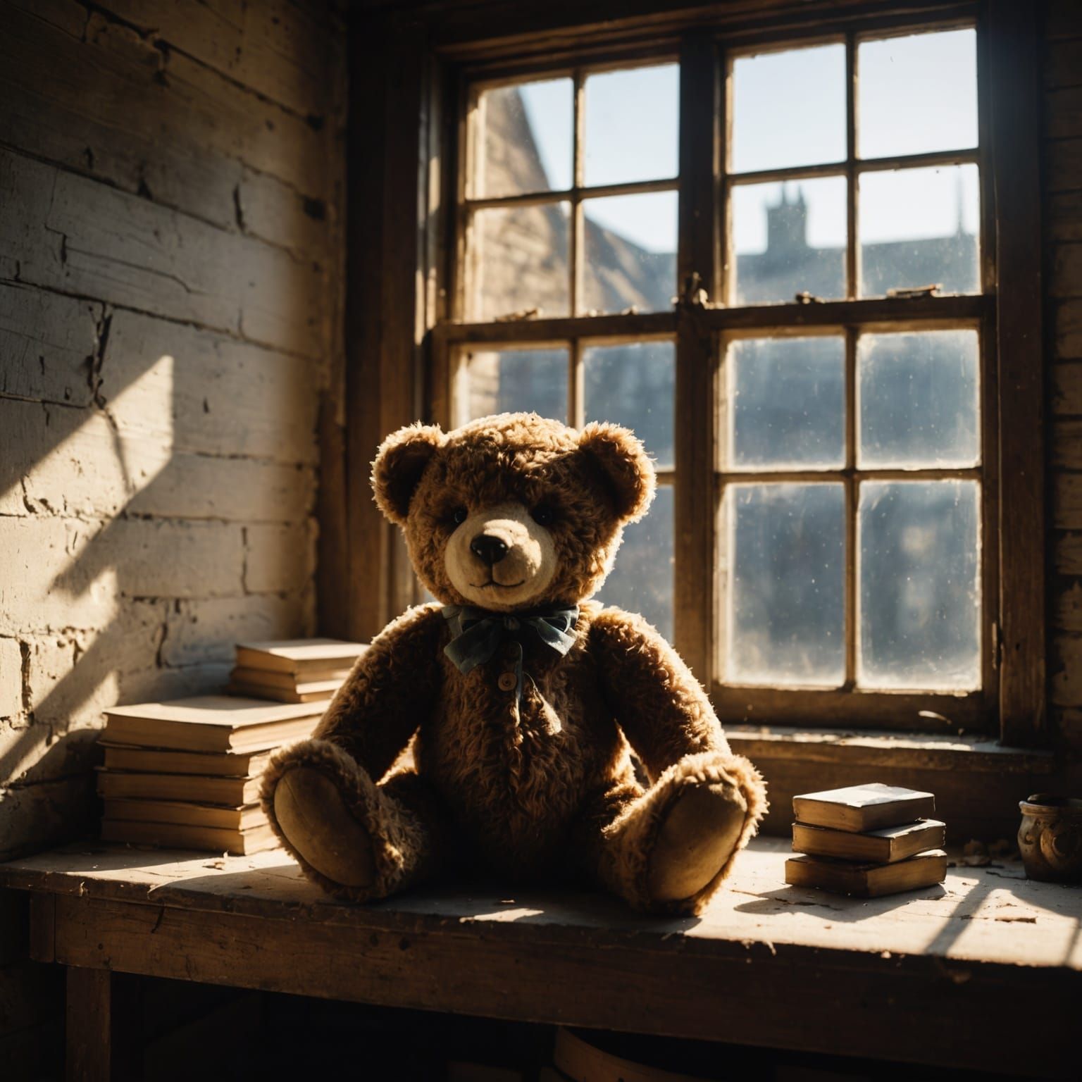 Vintage Teddy Bear in a Dusty Attic