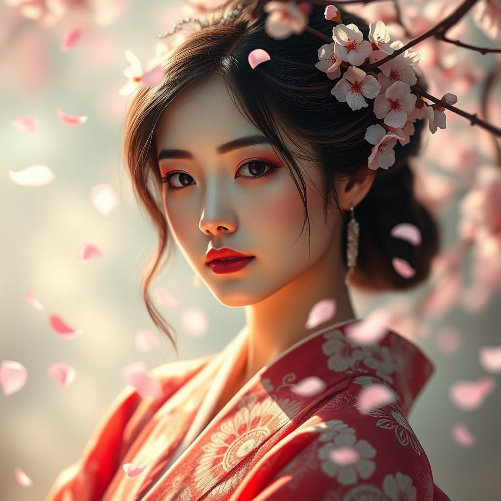 Elegant Lady in Cherry Blossom Paradise