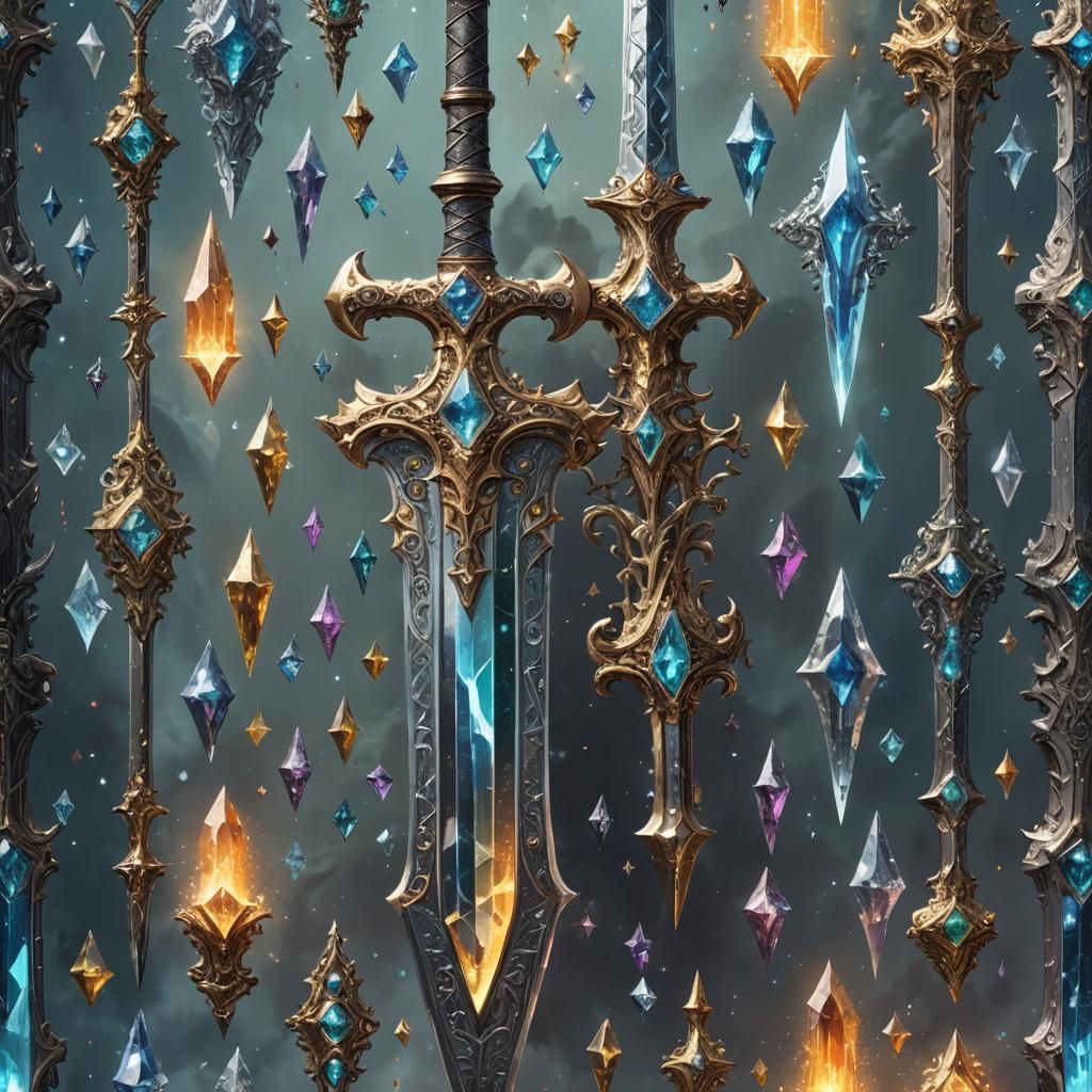 Divine Cosmic Greatsword with Runes and Crystals