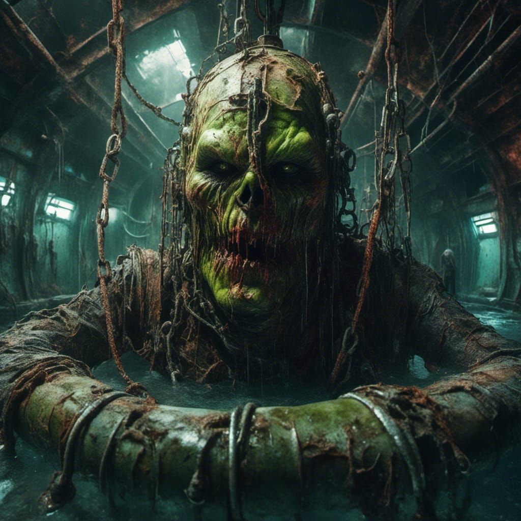 Hulk Drained in Submarine Lab: Hyperrealistic Concept Art
