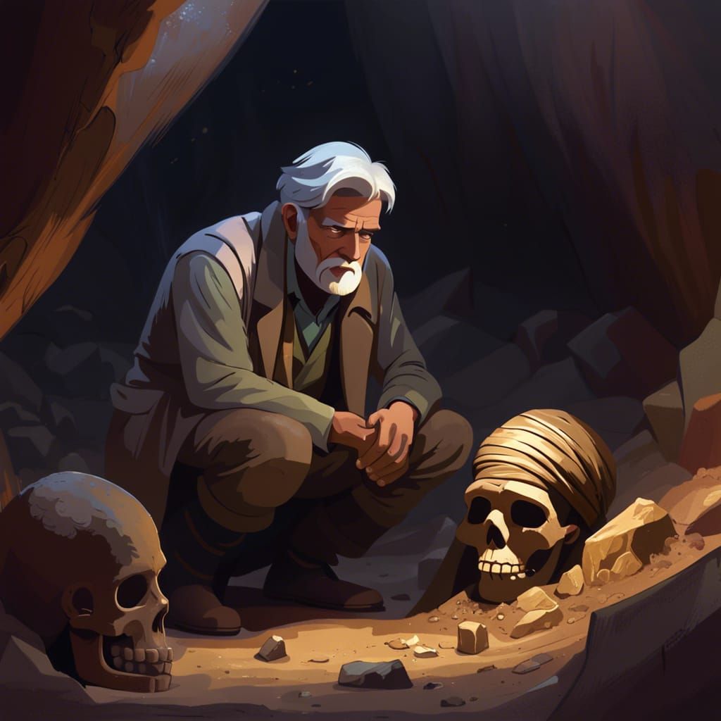 Gloomy Archeologist and Mummy Discovery