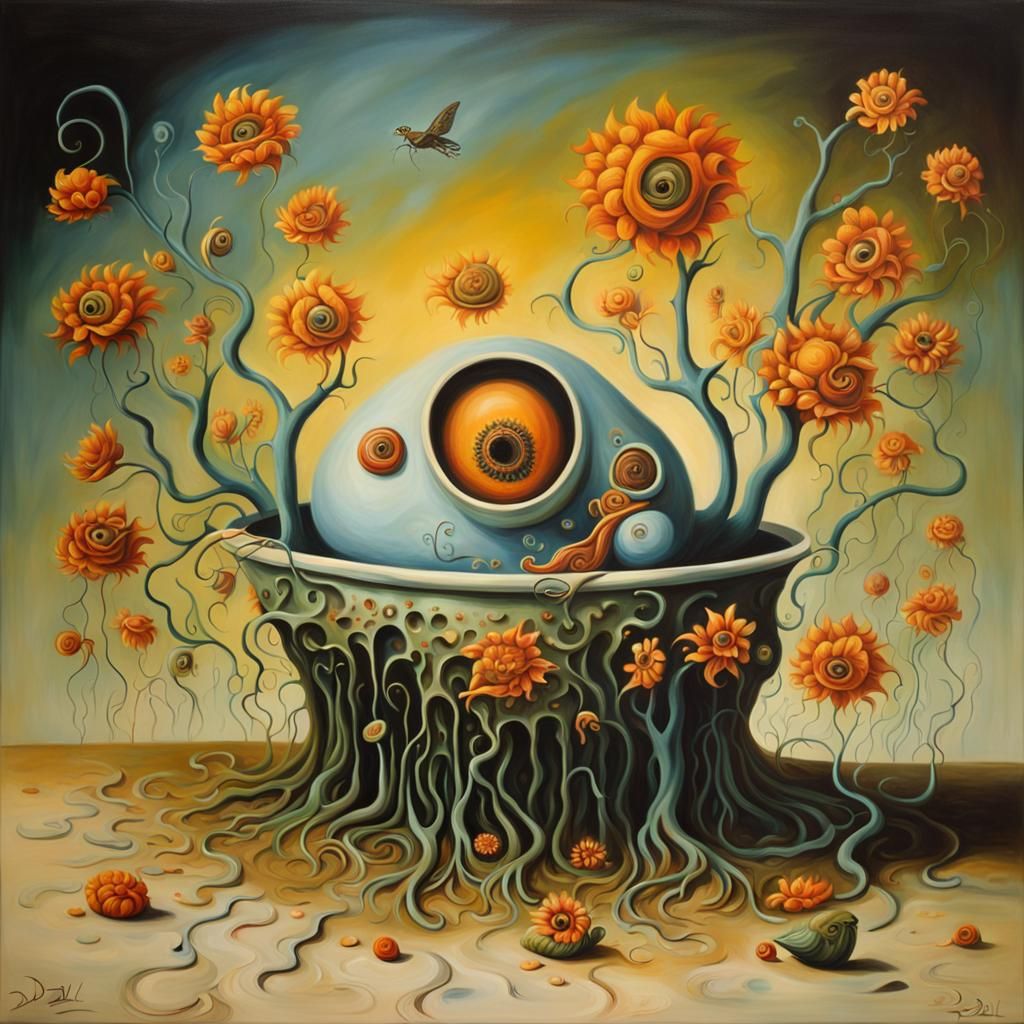 Beholder Mother in Surrealist Home, Dali Style