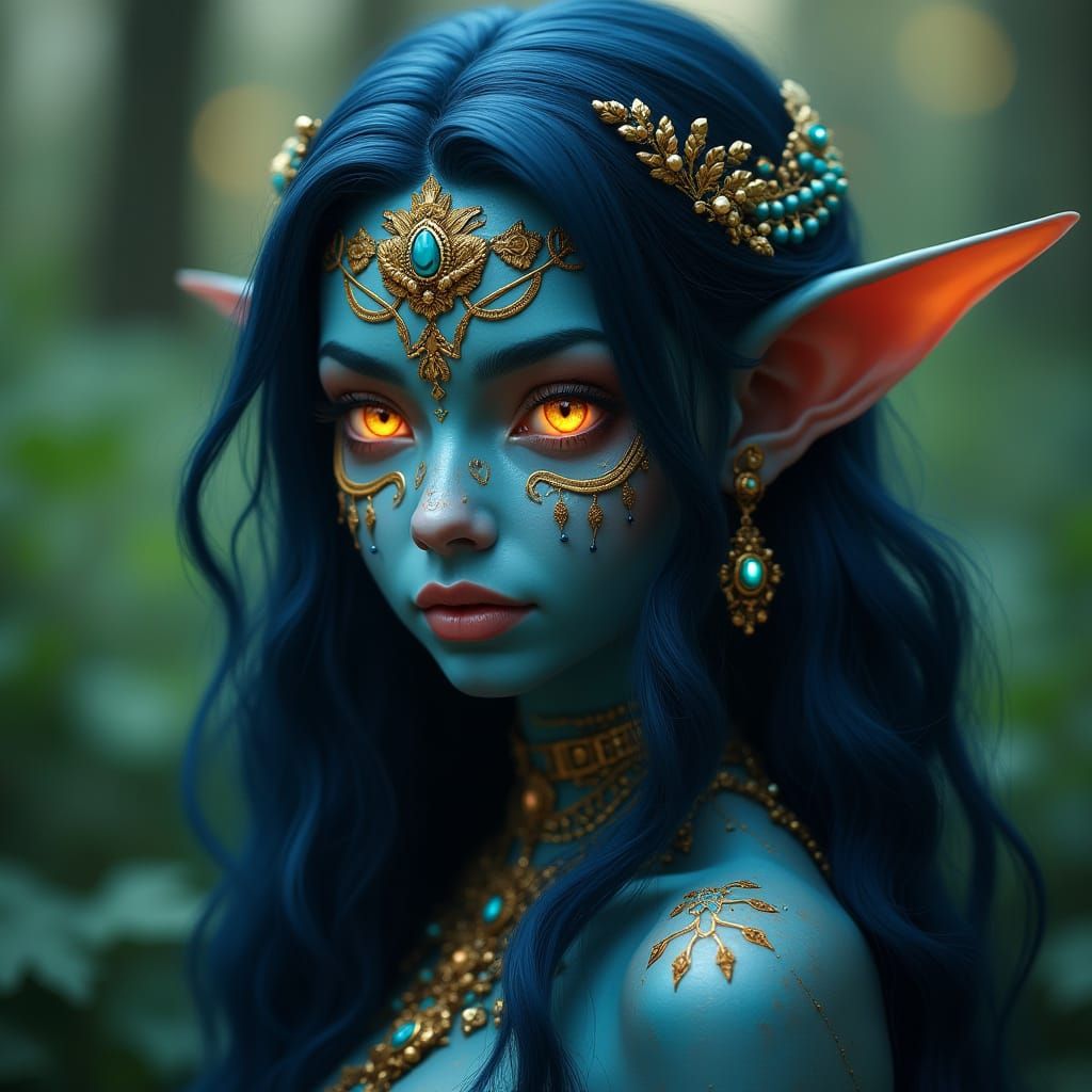 Fantasy Avatar Queen in an Enchanted Forest