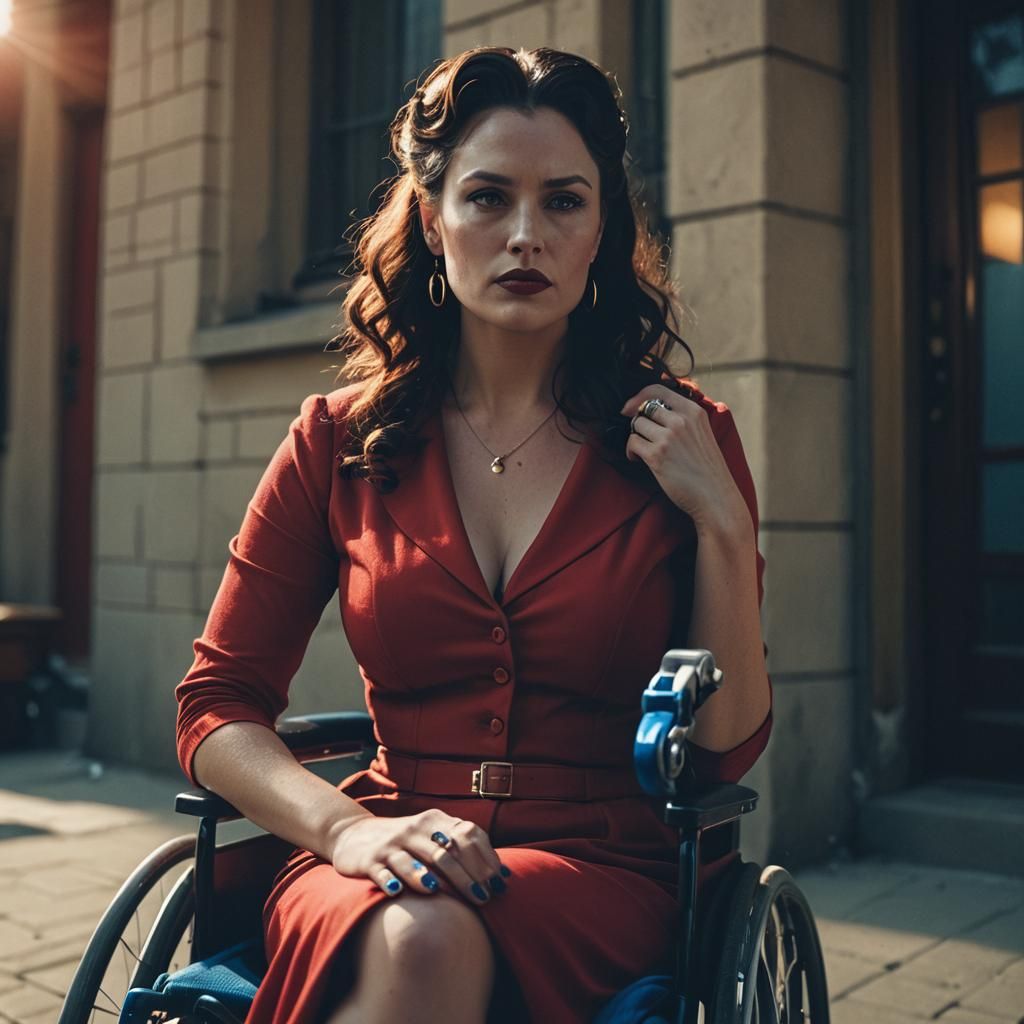 Voluptuous Woman in Wheelchair: Film Noir Style