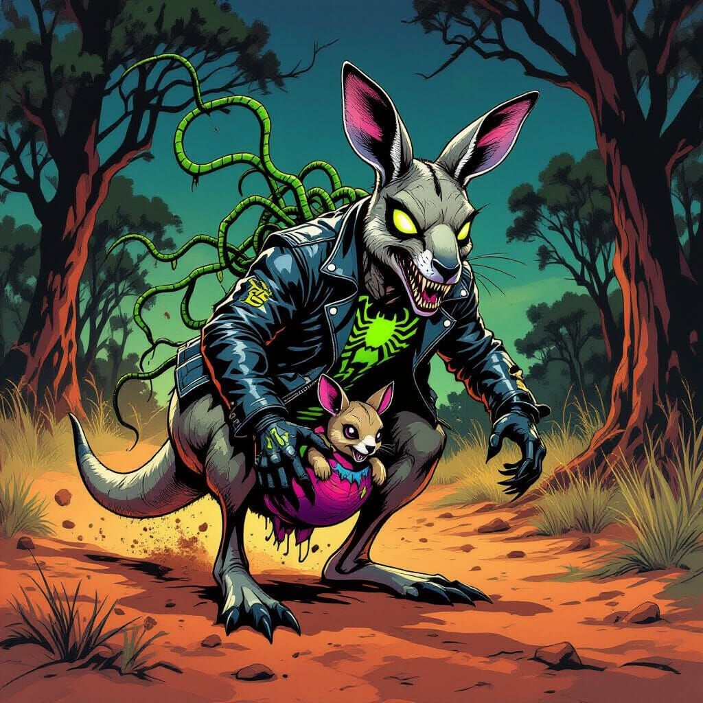 Venom Kangaroo with Carnage Joey, Comic Book Style