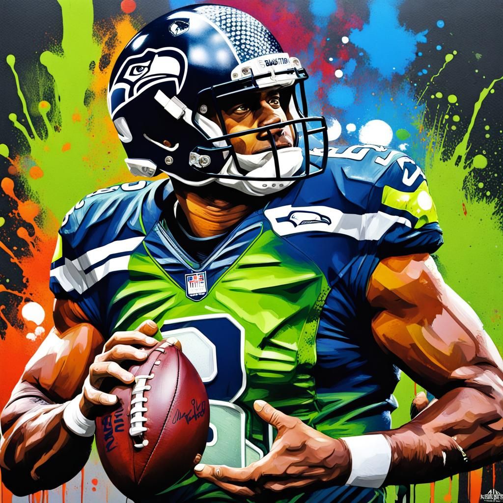 Russel Wilson Seattle Seahawks Graffiti Art