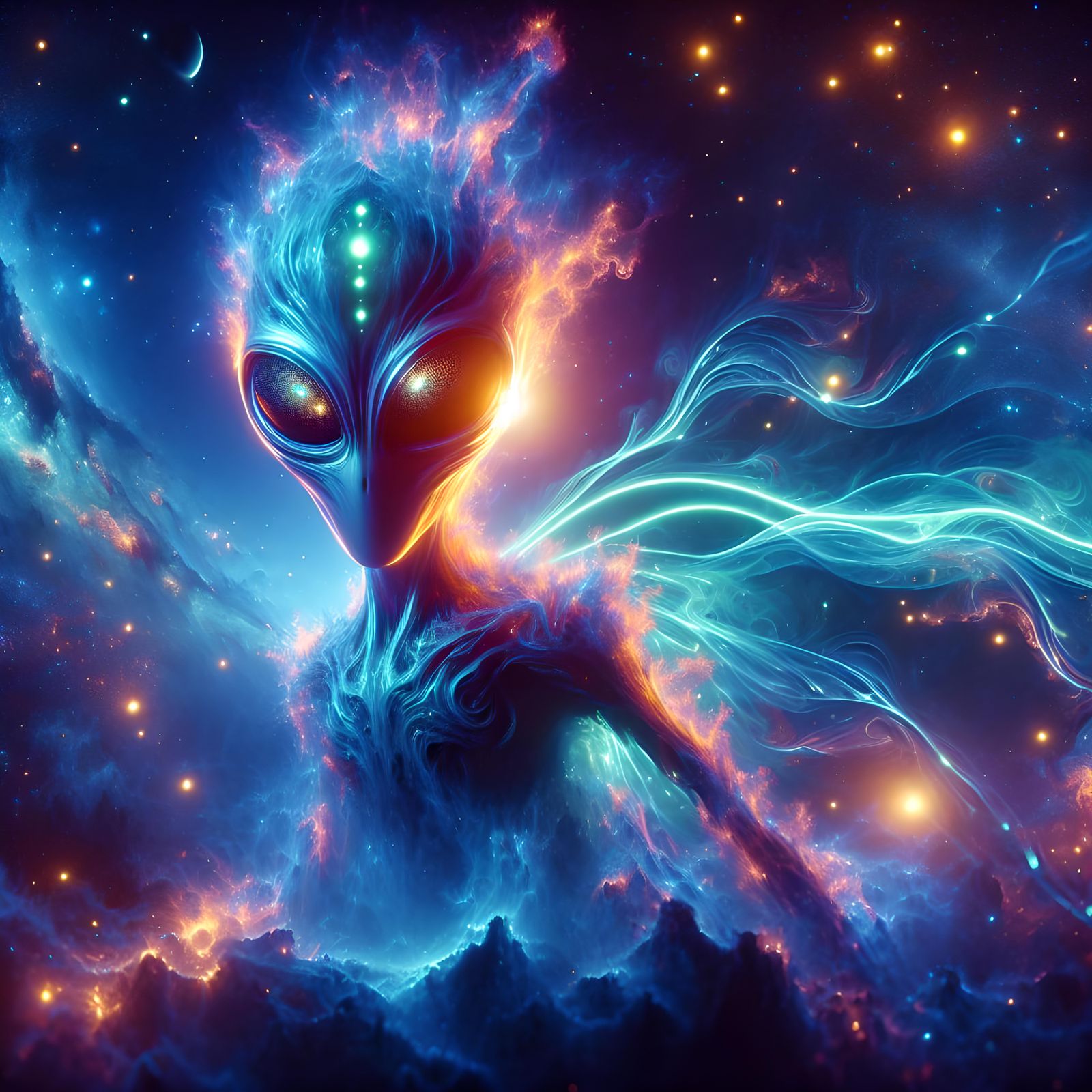 Luminescent Alien in a Mesmerizing Galaxy