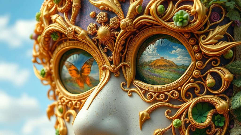 Intertwined Gold Eyes Revealing Dreamlike Mindscapes