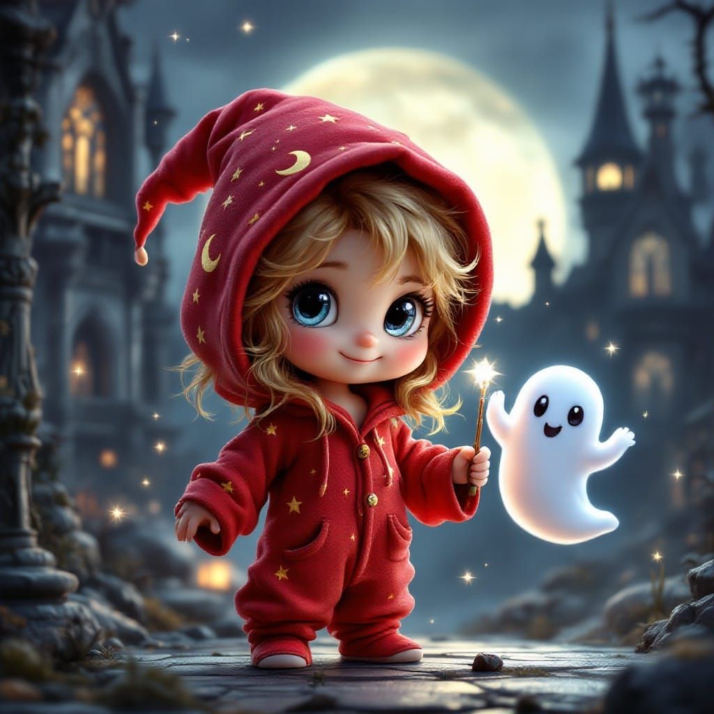 Chibi Witch Conjures Magic in a Haunted Mansion