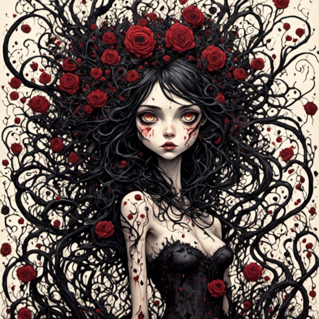 Dark Alice in Wonderland Art Masterpiece