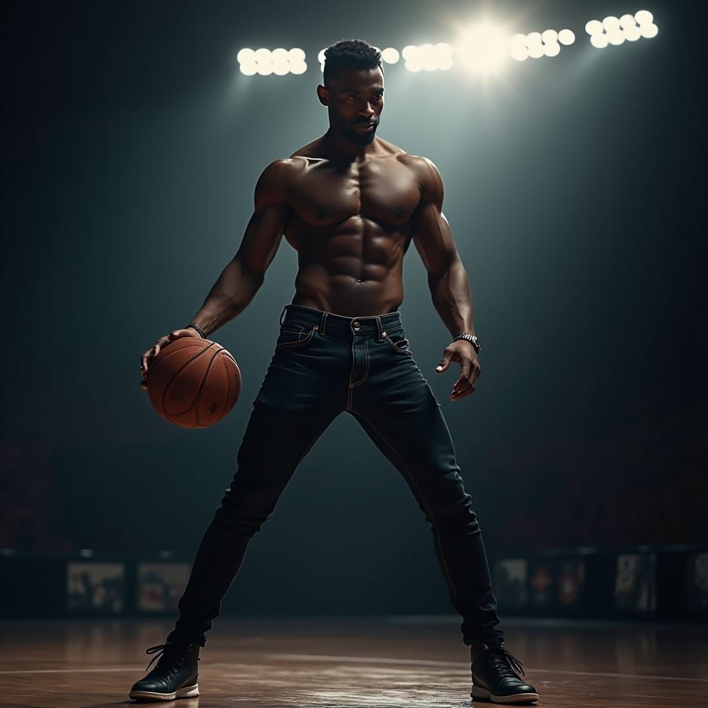 Confident Basketball Player in Moody Stadium