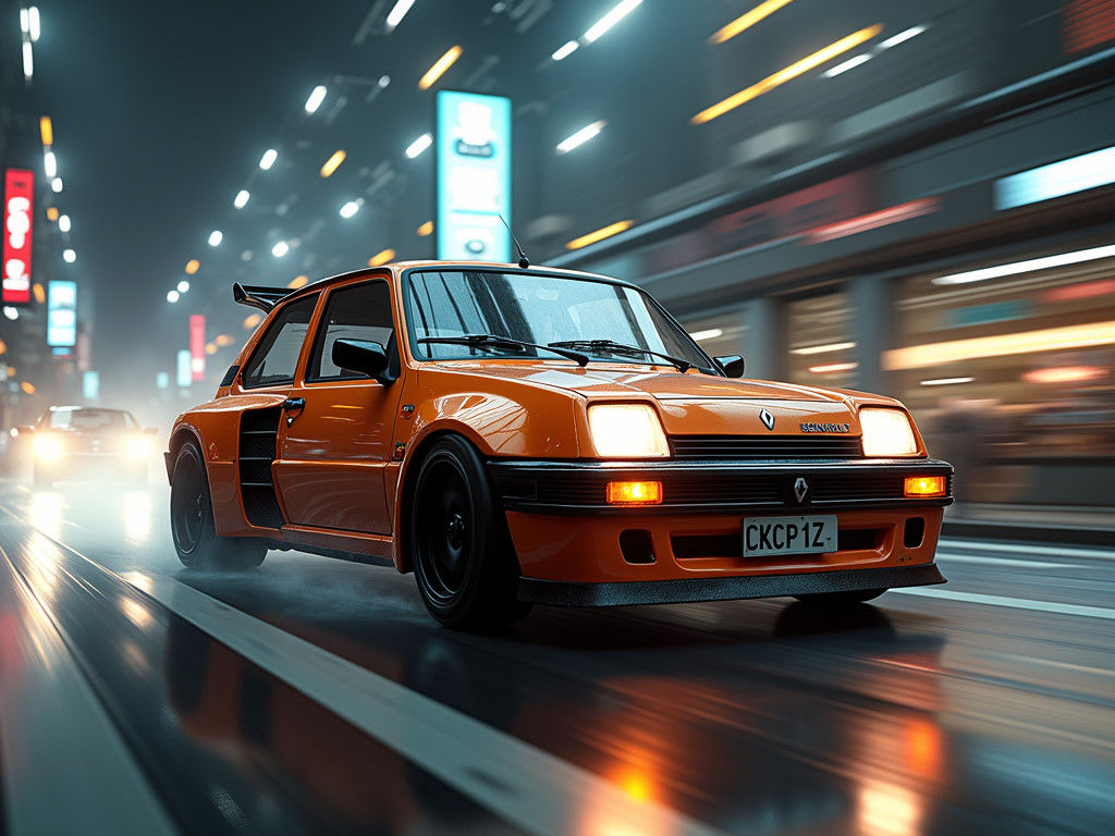 Renault 5 Turbo Drifting: Hyperrealistic Long Exposure