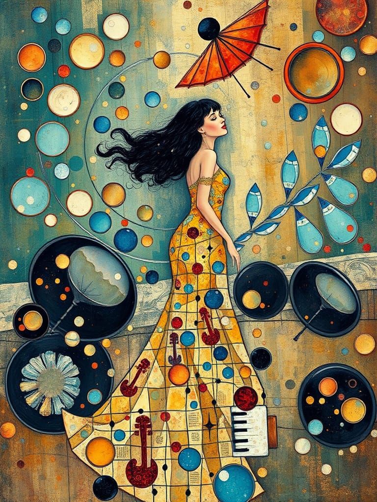 Lorelei by Klimt seashore Abstract Musical Fusion vivid romanticism