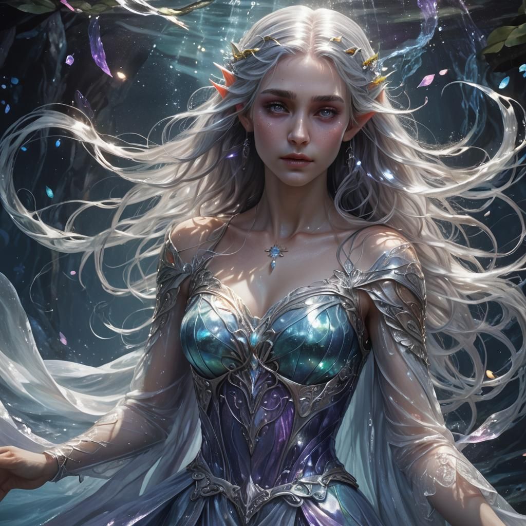 Submerged Elf Maiden in Fantasy Art Style