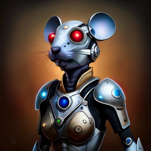 Cyborg Field Mouse Anthropomorphic AI Generated
