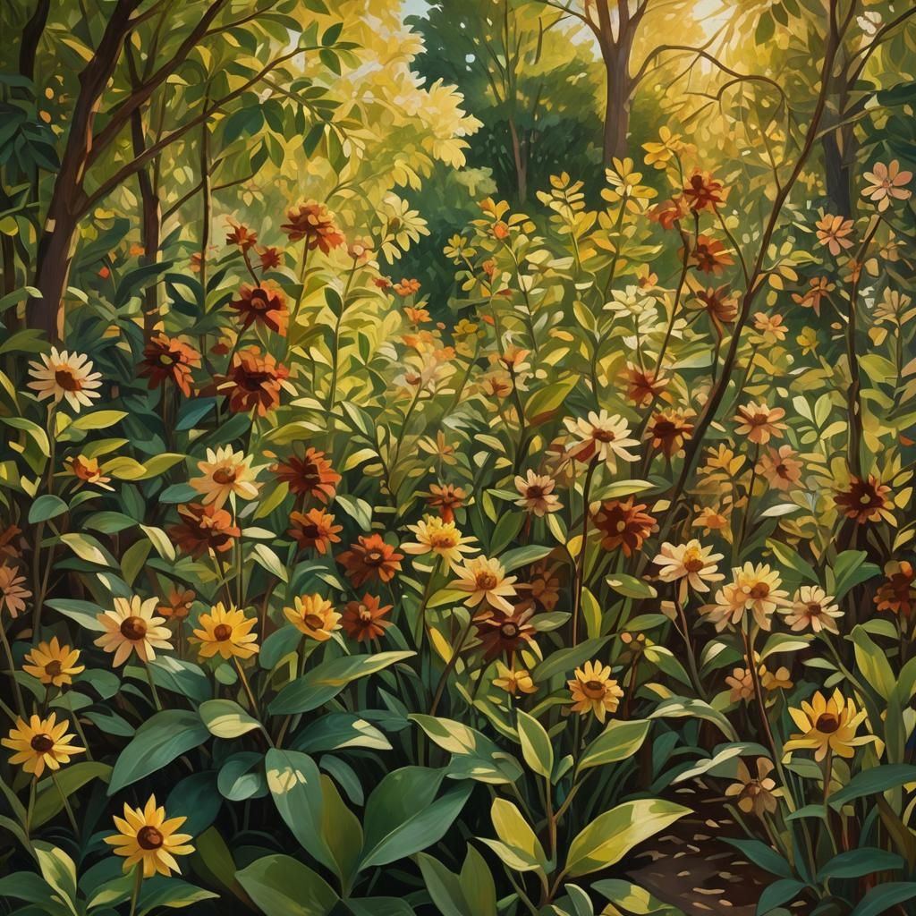 Blooming Garden in Sunlight: Abstract Expressionism