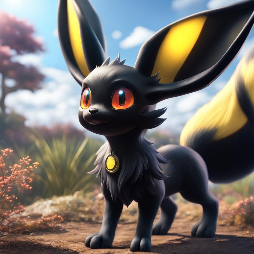 Realistic Umbreon Eevee Evolution in Detailed Matte Painting