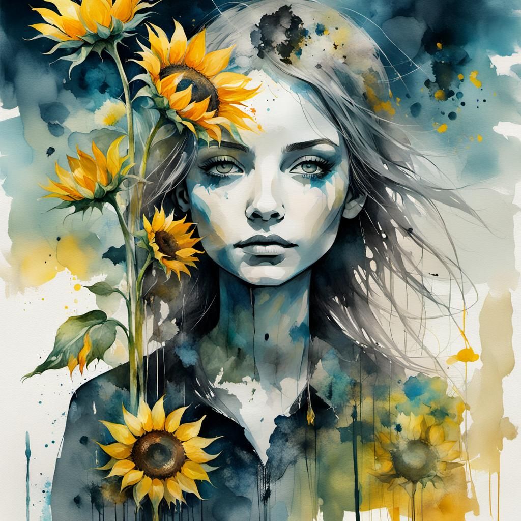 Girl with Sunflowers: Dynamic Lighting Portrait