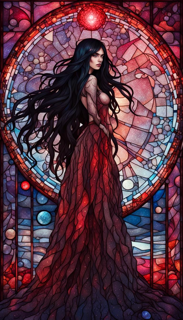 Stained Glass Portrait: Cosmic Lovecraftian Girl