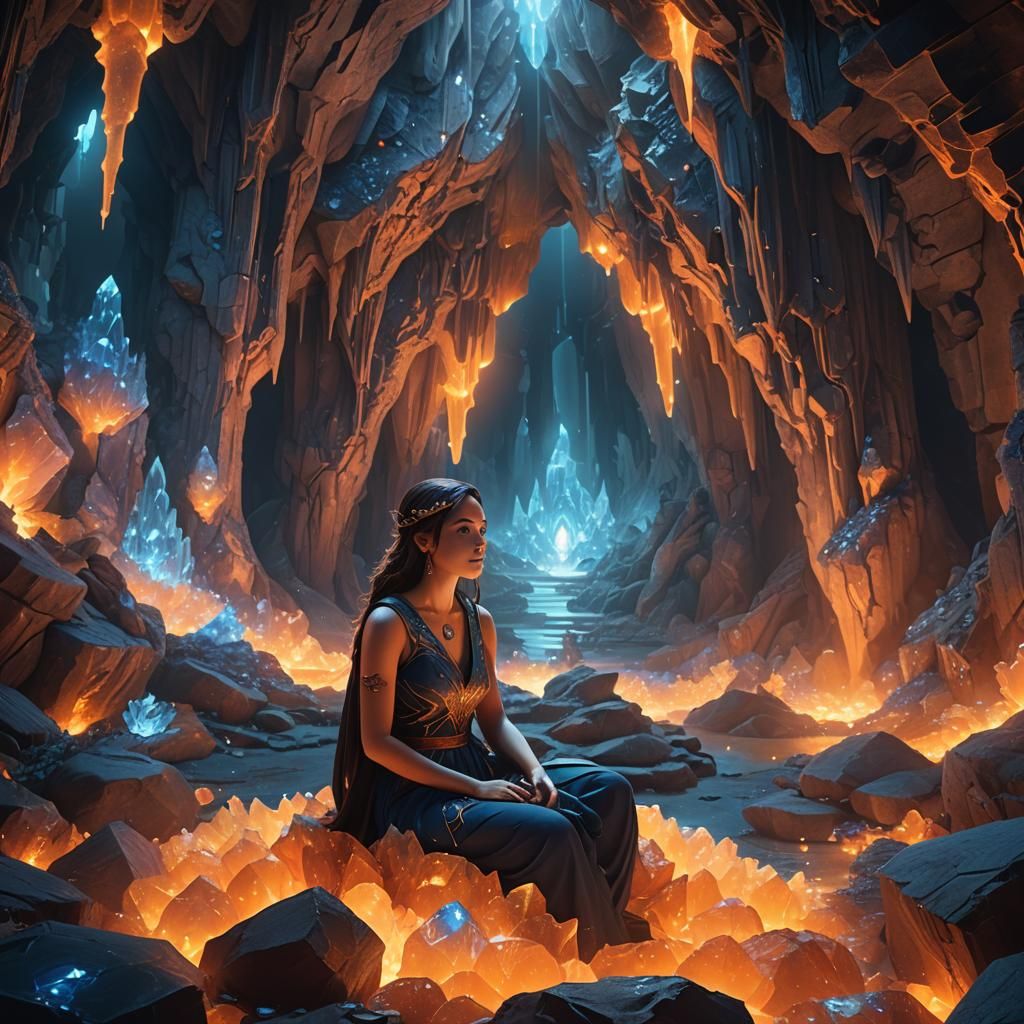 Glowing Cavern: A Fantasy Realism Art Piece