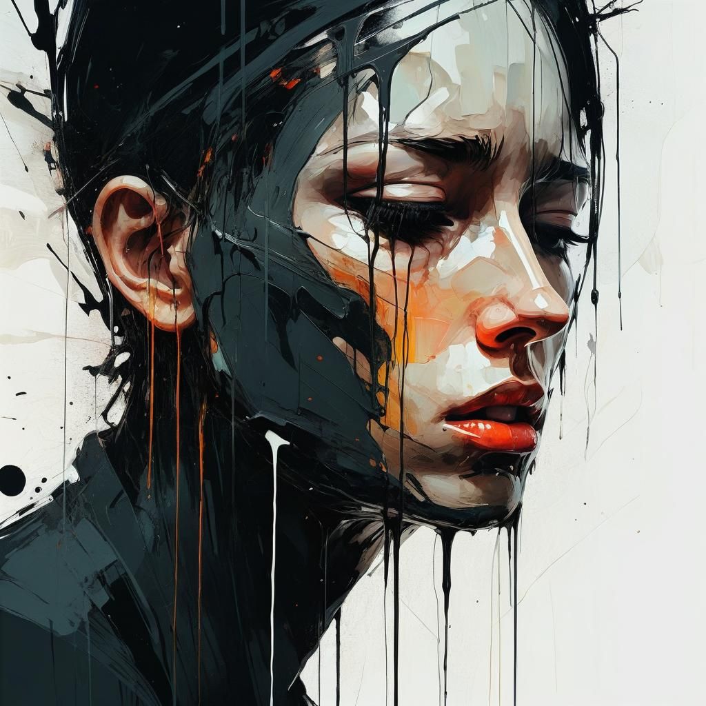 Androgynous Agony: Abstract Impasto Portrait