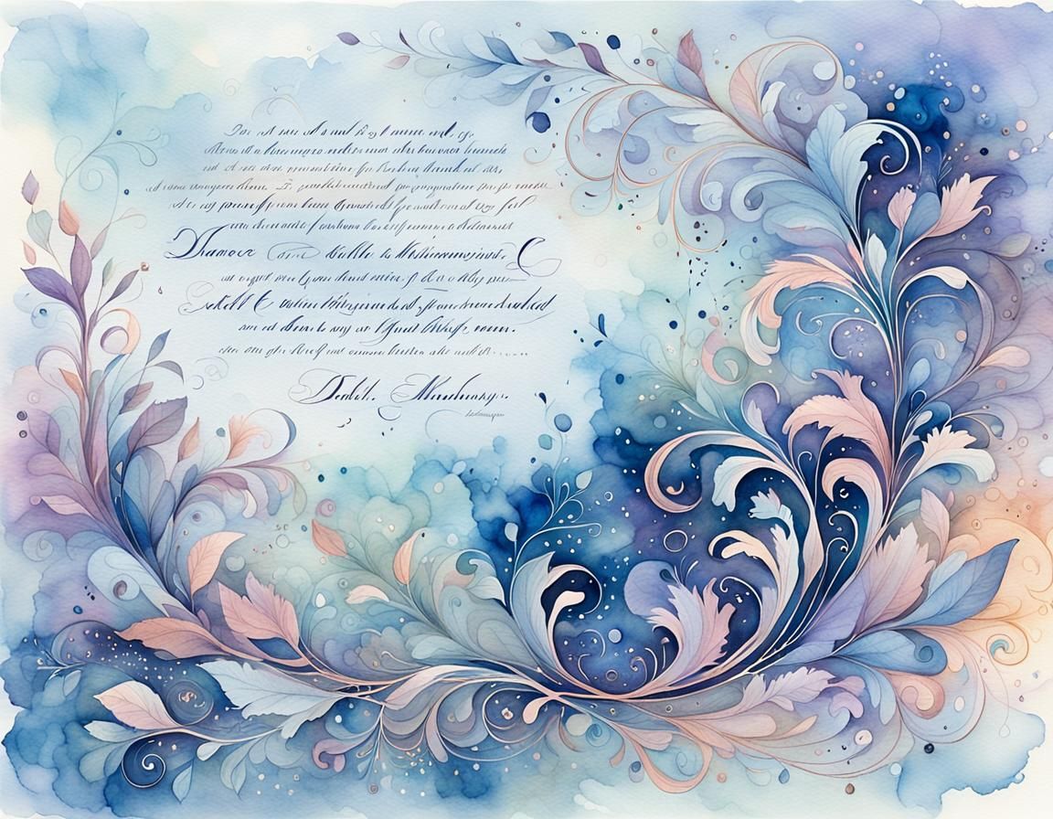Elegant Calligraphy with Watercolor Background in Digital Ar...