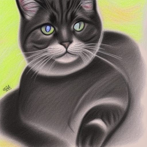 cat crayon drawing