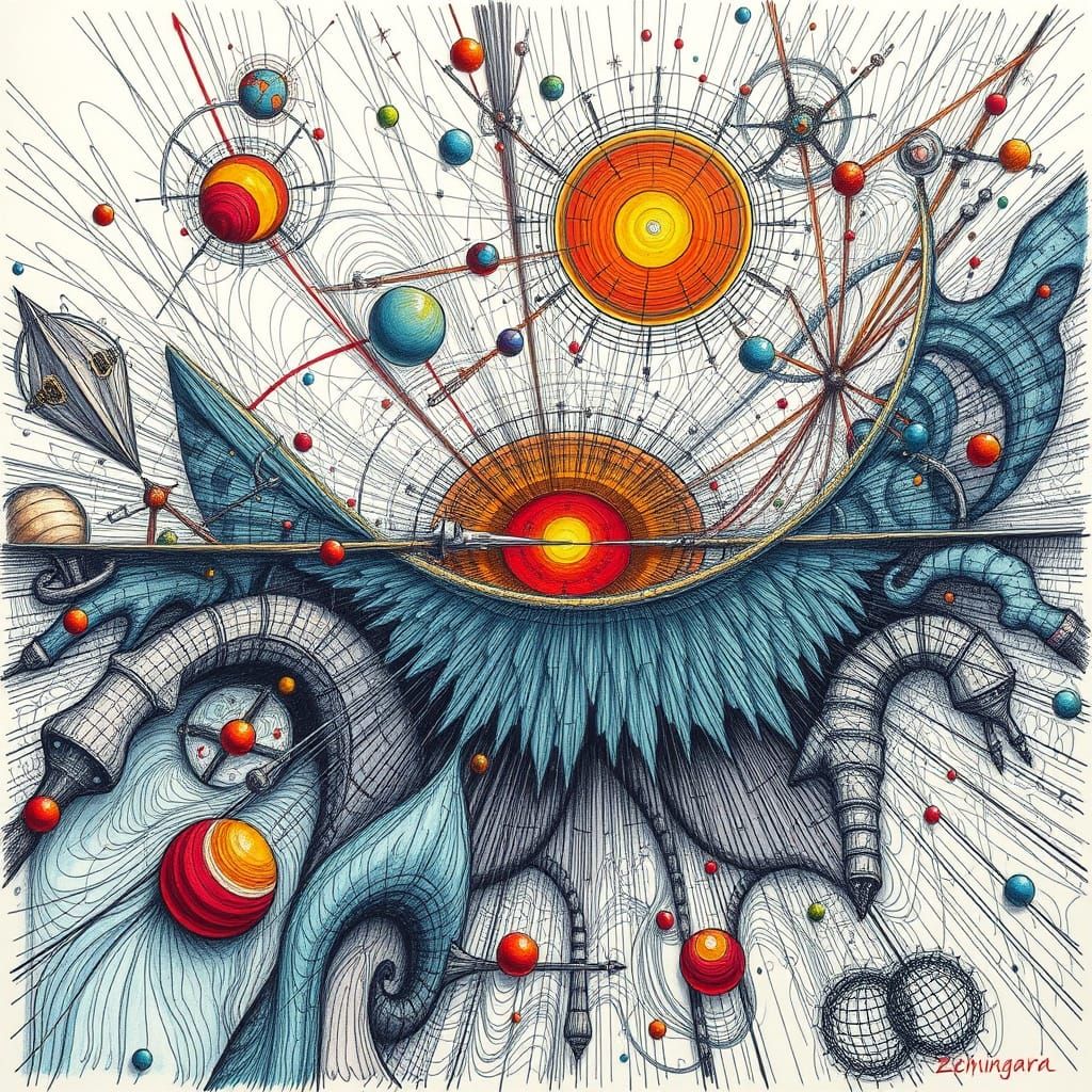 Electrodynamic Level Shift: Surreal Impasto Pen Drawing