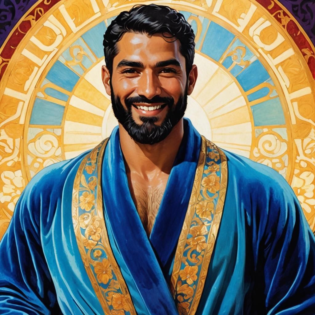 Art Nouveau Portrait of Man in Velvet Robe