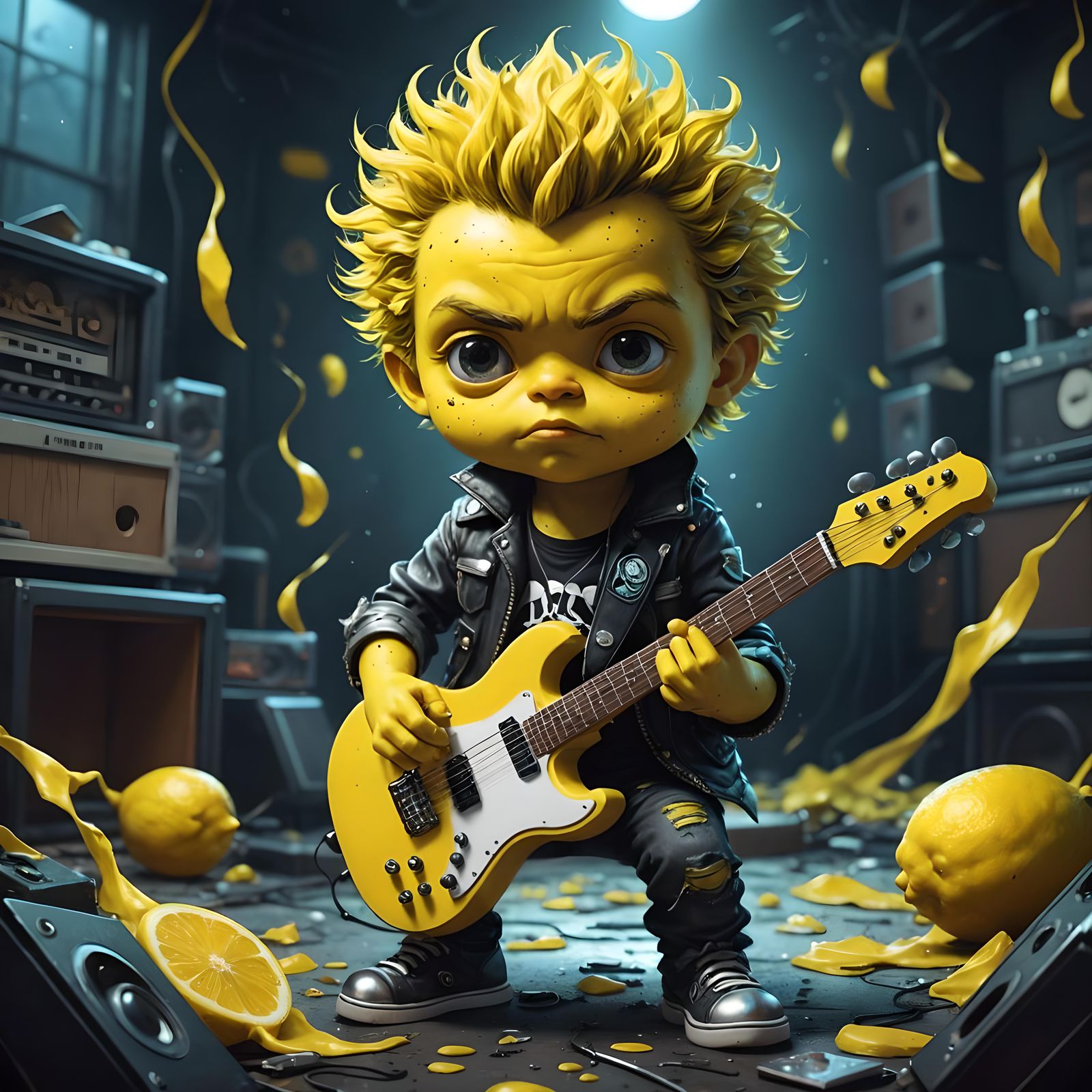 "stunning image of a cute adorable rocker Lemon, metal and h...