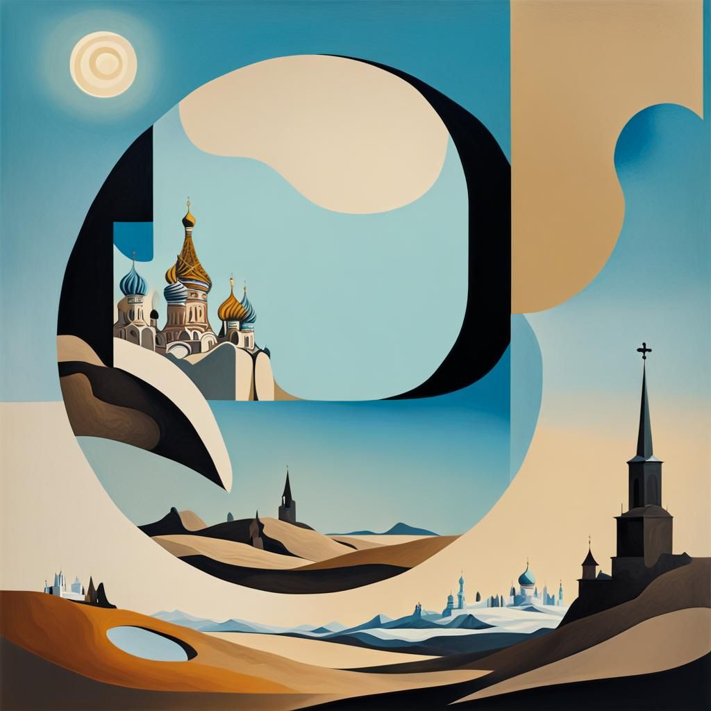 Abstract Russian Collage in Surreal Style