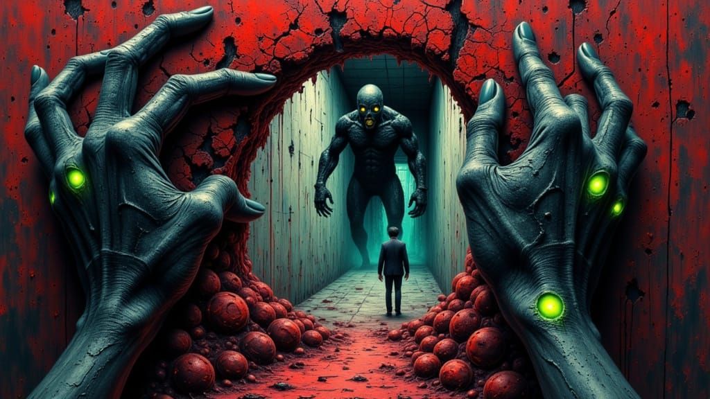 Horrifying Mutated Beast Revealed Through Bloody Wall