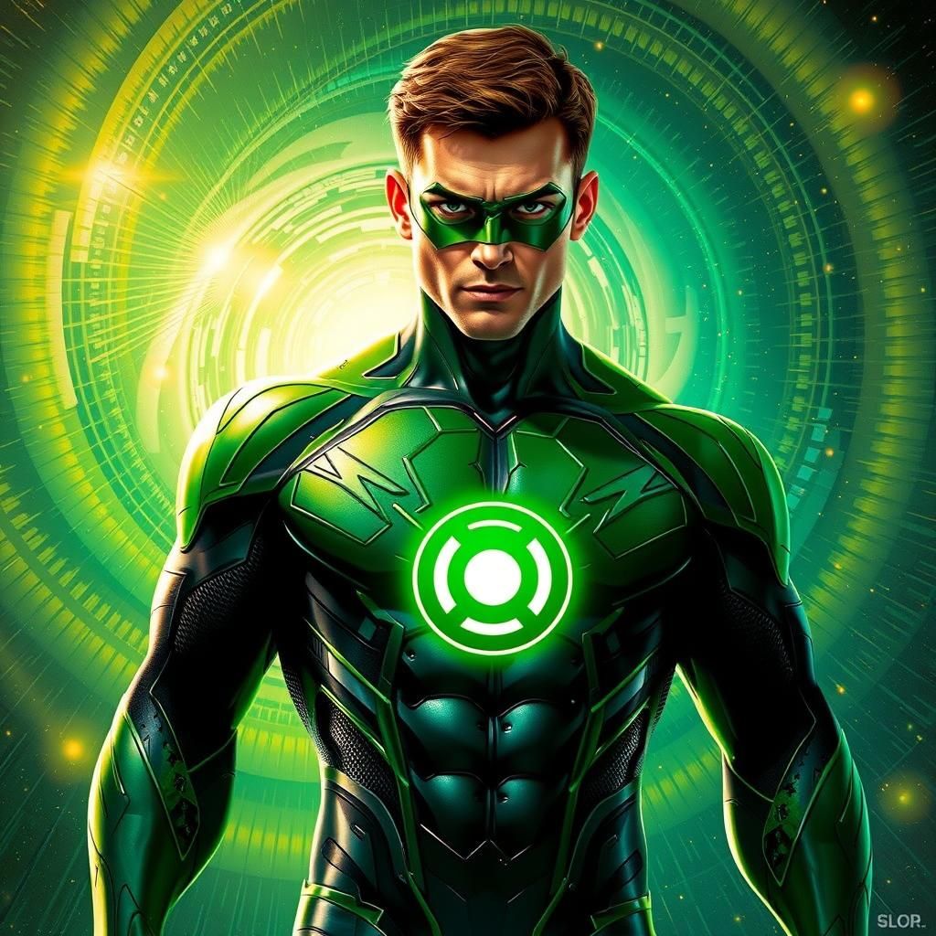 Green Lantern Portrait in Art Nouveau Style